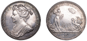 Anne, Coronation, 1702, a silver medal, unsigned [by J. Croker], draped bust left, rev. Anne, as Pallas, standing,...