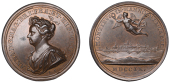 Capture of Mons, 1709, a copper medal by J. Croker and S. Bull, draped bust of Anne left, rev. view of Mons, Victory...