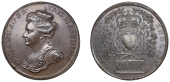 Anne, Accession, 1702, a copper medal, unsigned [by J. Croker], crowned bust left, rev. a heart within two oak...