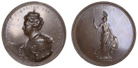Union of England and Scotland, 1707, a copper medal, unsigned [by J. Croker], crowned bust of Anne left, rev. Anne,...