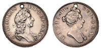 William and Mary, a silver medalet, unsigned, bust of William right, rev. bust of Mary right, 22mm, 3.22g  (MI I,...