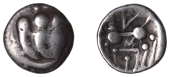 Continental Iron Age, SOUTH GAUL, Elusates, Drachm, disjointed head left, rev. abstract horse, possibly a Pegasus,...