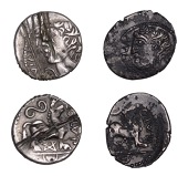 Continental Iron Age, GAUL, Remi, silver Units (2), winged bust of Victory left, atevla before, rev. horse standing...