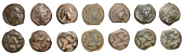 Continental Iron Age, GAUL, Senones, cast Potins (7), stylised head right, long locks of hair, rev. sinuous horse...