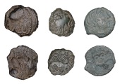 Continental Iron Age, GAUL, Senones, Giamilos-Siinv, bronze Unit, celticised head right, rev. bird standing left,...