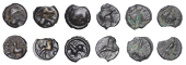 Continental Iron Age, GAUL, Sequani, Togirix, cast Potins (6), helmeted head left, rev. horse standing left, to...