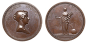 Betrothal of Princess Charlotte, 1814, a copper medal by T. Webb, bust right, rev. Spes standing facing, head to...