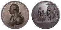Defeat of Sultan Tippoo, 1793, a copper medal by C.H. Küchler, uniformed bust of Marquis Cornwallis left, rev....