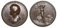 Death of Admiral Lord Nelson, 1805, a copper medal by T. Webb, bust left, rev. Bellona advancing right towards...