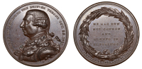 George III, Death, 1820, a copper medal signed K [probably P. Kempson], laureate bust left, rev. he has run his...