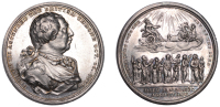George III, Death, 1820, a silver medal by T. Wyon Sr, draped and cuirassed bust right, rev. Elijah in chariot...