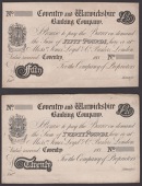 Coventry & Warwickshire Banking Company, an obverse proof £20, 183-, no serial number or signatures, an obverse...