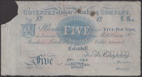 Coventry Union Banking Company, Coleshill, specimen £5, ND (1836-89), no serial number or signatures, perforated...