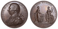 Union of Great Britain and Ireland, 1801, a copper medal by C.H. Küchler, armoured bust of George III left, rev....