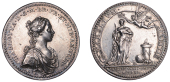 Queen Charlotte, Coronation, 1761, a silver medal by L. Natter, draped bust right, rev. Fame crowning standing...