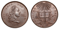 George III, Thanksgiving at St Paul’s, 1789, a copper medal by C. James, laureate bust right, rev. sun above City...