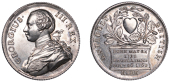 George III, Accession, 1760, a silver medal by J. Kirk, laureate bust left, rev. heart in centre of wreath of oak...
