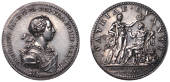 George III, Coronation, 1761, a silver medal by L. Natter, laureate bust right, rev. King, clad as a Roman emperor,...