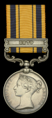 South Africa 1877-79, 1 clasp, 1879 (2111. Pte. A. Watmore. 91st Foot.) small edge bruise and lightly polished,...