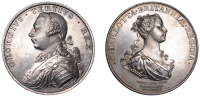 George III, Coronation, 1761, a silver medal, unsigned [by T. Pingo], armoured bust left, rev. bust of Charlotte...