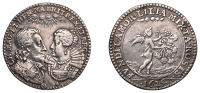 Marriage of Charles I and Henrietta Maria, 1625, a cast and chased silver medalet, unsigned, busts vis-à-vis, King...