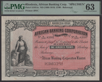 African Banking Corporation Limited, Rhodesian Issue, printers archival specimen £100, Bulawayo, ND (1896-1919),...
