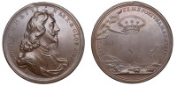 Charles I, Memorial, [1649, issued c. 1695], a copper medal by J. and N. Roettier, armoured and draped bust right,...