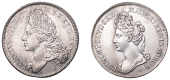 Prince James and Princess Louisa, Memorial, 1712, a silver medal by N. Roettier, laureate bust of James III left,...