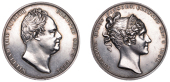 William IV, Coronation, 1831, a silver medal by W. Wyon [after F. Chantrey], bust right, rev. diademed head of Queen...