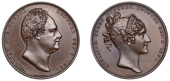 William IV, Coronation, 1831, a copper medal by W. Wyon [after F. Chantrey], bust right, rev. diademed head of Queen...