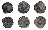 Continental Iron Age, GAUL, Catuslugi, Viiricius, bronze Unit, head left, surrounded by beaded cord, rev. horse...