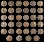 Kings and Queens of England, [1731], a complete set of 34 copper medals by J. Dassier from William I to George II,...