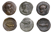 Continental Iron Age, GAUL, Remi, bronze Quadrantes (3), c. 10 BC, Germanus Indutilli L. as magistrate, diademed...