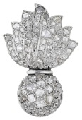 Regimental interest: A Grenadier Guards diamond sweetheart brooch, the flaming grenade pavé-set throughout with...