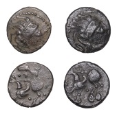 Continental Iron Age, MIDDLE DANUBE, Hercuniates, Drachms (2), stylised head of Zeus right, rev. stylised horseman...