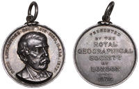 Royal Geographical Society, David Livingstone Bearer’s Medal, 1874, a silver award by A.B. Wyon, bust of David...