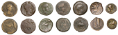 Continental Iron Age, CELTIC IBERIA, Kastilo, bronze Double-Unit, diademed male head right, rev. helmeted man-headed...