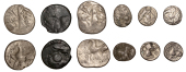 Continental Iron Age, MIDDLE DANUBE, Uncertain tribe, Tetradrachms (2), c. 2nd-1st Century BC, Kugelwange type,...