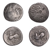 Continental Iron Age, MIDDLE DANUBE, Uncertain tribe, Drachm, c. 1st Century BC, Kapostal type, celticised laureate...