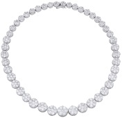 A diamond rivière necklace, formed of graduated flowerhead clusters set with brilliant-cut diamonds, stamped...
