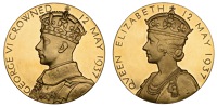 George VI, Coronation, 1937, a gold medal by P. Metcalfe, crowned busts left, rev. crowned bust of Queen Elizabeth...