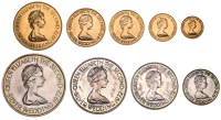 Jersey, Elizabeth II, Proof Set, 1972, Silver Wedding Anniversary, comprising Five Pounds to Fifty Pence (KM 35-43)...