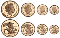 Elizabeth II (1952-2022), Decimal issues, Proof Set, 2004, comprising Five Pounds, Two Pounds, Sovereign, and...