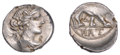 Continental Iron Age, GAUL, Massalia, Drachm, diademed and draped bust of Artemis right, b before, rev. lion walking...