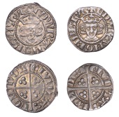 Edward I (1272-1307), New coinage, Pennies (2), class 2a, London, face 1, crown with broken fleur, reversed ns both...