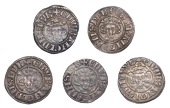 Edward I (1272-1307), New coinage, Pennies (5), all class 3g, London, narrow face, composite s (4), 1.46g/6h,...