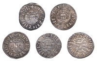 Edward I (1272-1307), New coinage, Pennies (5), all class 3g, London, narrow face, composite s (4), 1.46g/6h,...