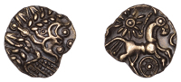 British Iron Age, ATREBATES and REGNI, Uninscribed issues, gold Quarter-Stater, British Qc [Selsey Dahlia Mane...