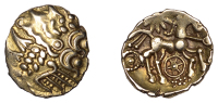 British Iron Age, ATREBATES and REGNI, Uninscribed issues, gold Quarter-Stater, British Qc [Selsey Dahlia Mane...