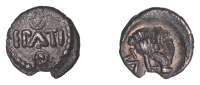 ATREBATES and REGNI, Epaticcus (AD 20 - 40), silver Minim, Boar’s Head type, epati in field with pellet-in-ring...